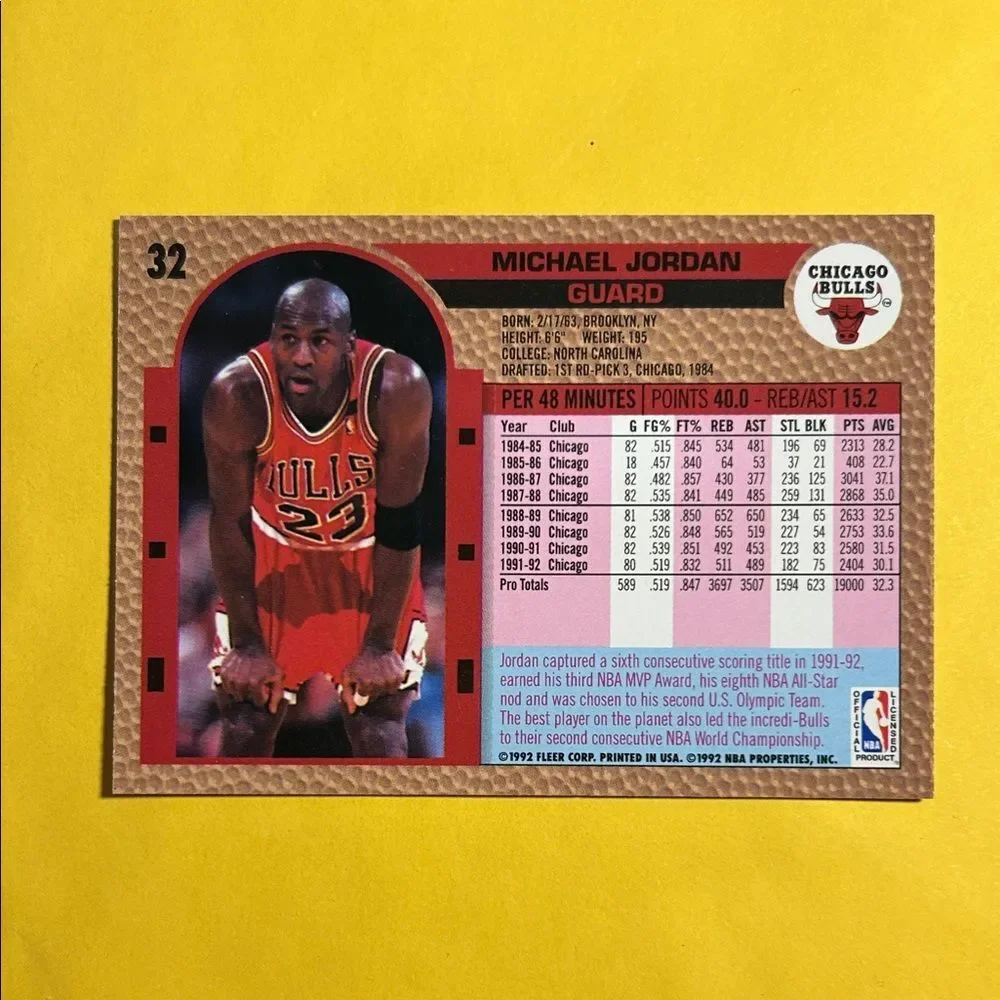 1992-93 Fleer Bulls,Michael Jordan Basketball Card #32